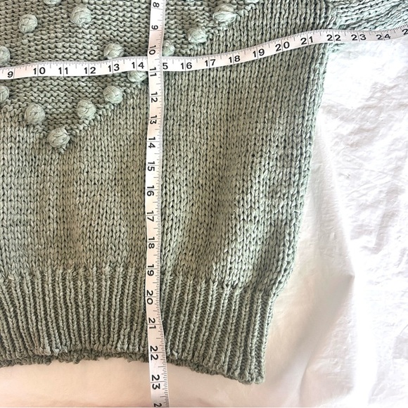 Chicwish Pom-Pom Textured Trim Chunky Knit Sweater in Sage Green Size S/M - Picture 10 of 10